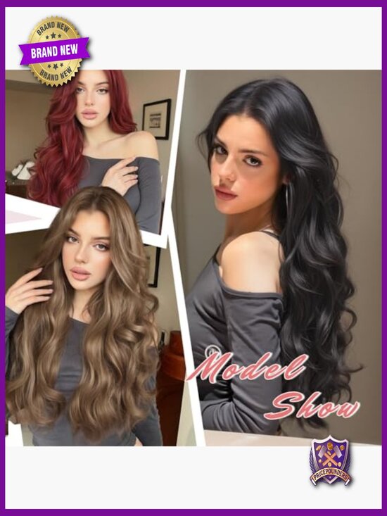 24 Inch Wavy Clip In Hair Extensions One Piece Curly Synthetic Thick Volume Updo main image 5